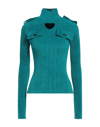 Bottega Veneta Ribbed Velour Uniform Mock-neck Sweater With Cut-out Detail In Blue