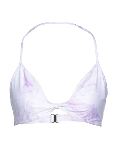 Ganni Printed Bikini Top In Lilac