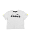 Diadora Kids' T-shirts In Light Grey