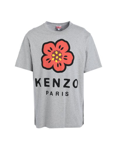 Kenzo Flower-print Relaxed-fit Cotton T-shirt In Grey