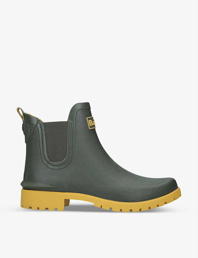 Barbour Wilton Rubber Chelsea Wellington Boots In Khaki