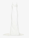 Shop House Of Cb Of Cb Womens Ivory Aurelie Cowl-neck Satin-texture Bridal Gown