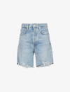 Citizens Of Humanity Ayla Distressed High Waist Cutoff Denim Bermuda Shorts In Summer Shower