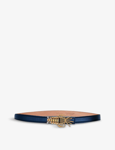 La Maison Couture Sonia Petroff Lobster 24ct Yellow Gold-plated Brass And Swarovski Leather Belt In Black