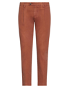Gabardine Man Pants Brown Size 40 Cotton, Elastane
