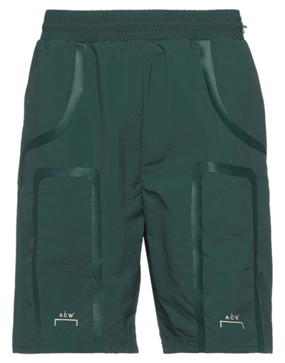 A-cold-wall* Man Shorts & Bermuda Shorts Dark Green Size S Nylon