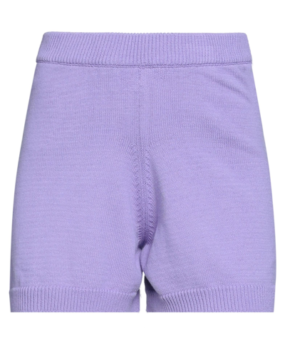 Vicolo Woman Shorts & Bermuda Shorts Lilac Size Onesize Cotton In Purple