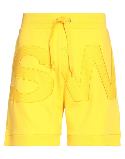Moschino Swim Man Shorts & Bermuda Shorts Yellow Size L Cotton, Elastane, Polyester