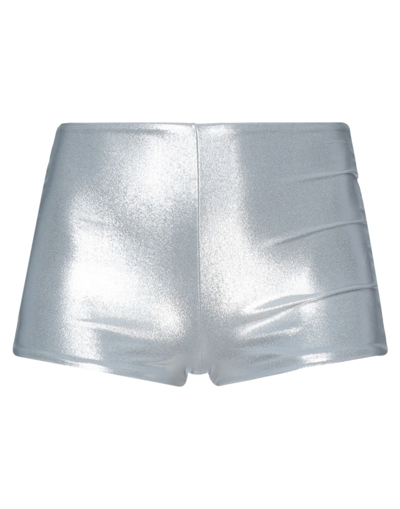 Saint Laurent Woman Shorts & Bermuda Shorts Silver Size L Polyamide, Elastane
