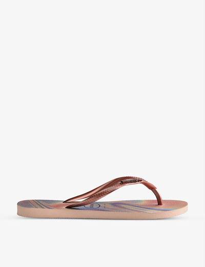 Havaianas Slim Iridescent Rubber Flip-flops In Ballet Rose