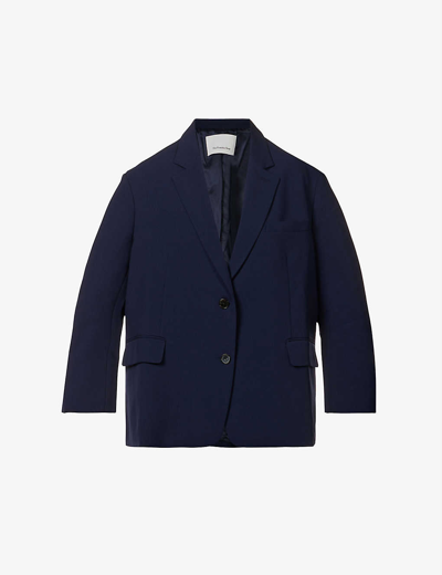 The Frankie Shop Bea Single-breasted Stretch-woven Blazer In Midnight Blue