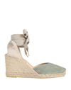 Mychalom Woman Espadrilles Sage Green Size 11 Soft Leather, Textile Fibers