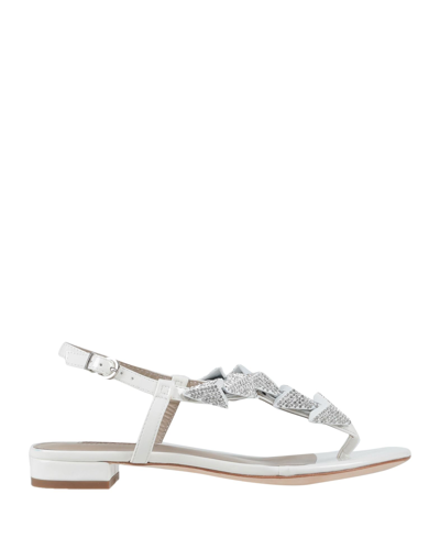 Luciano Barachini Toe Strap Sandals In White