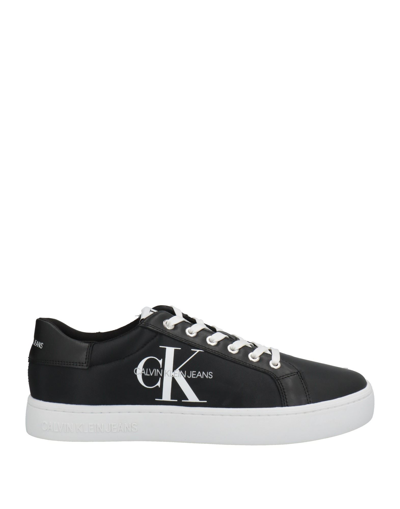 Calvin Klein Jeans Est.1978 Logo-print Leather Sneakers In Black