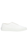 Maison Kitsuné White Canvas Laced Low-top Sneakers In White