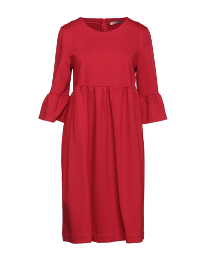 Rose A Pois Midi Dresses In Red