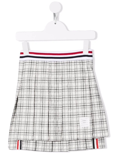 Thom Browne Kids' Jersey-tweed Pleated Skirt In Grey