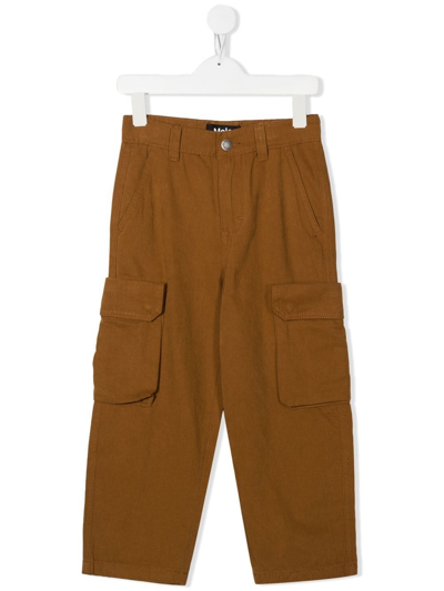 Molo Kids' Wide-leg Cargo Trousers In Brown