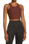 Beyond Yoga Focus Crop Racerback Performance Tank In Mahogany Brown Heather