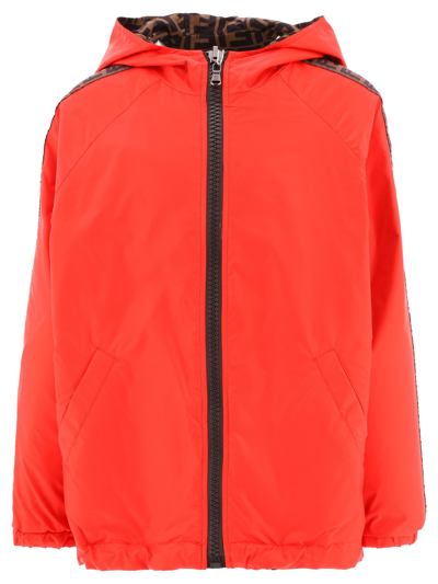 Fendi Kids' Boys  Red Polyamide Outerwear Jacket