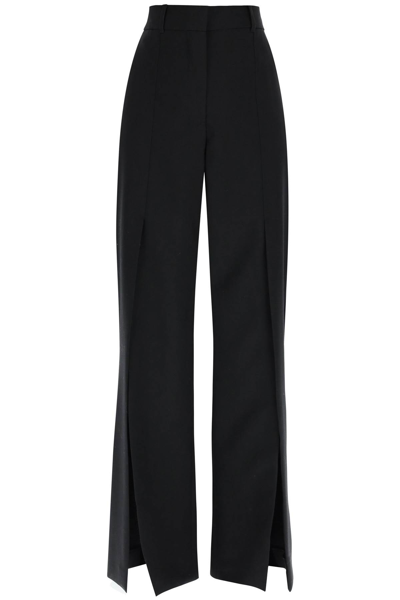 Burberry Wool Trousers With Slit In Black