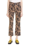Ganni Cutye-cropped Printed Slim-straight Jeans In Black