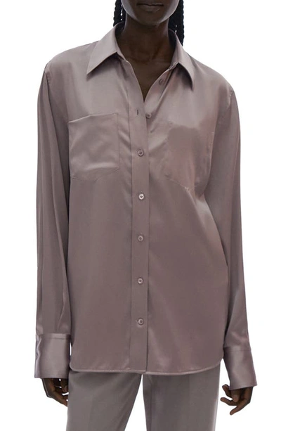 Helmut Lang Core Silk Blend Button-up Blouse In Wisteria