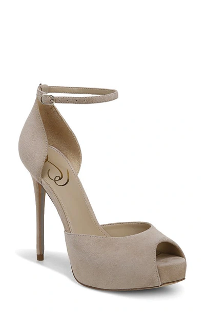 Sam Edelman Florencia Ankle Strap Peep Toe Pump In Cappucino