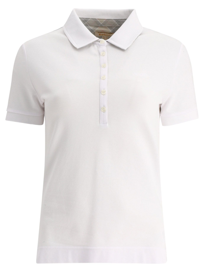 Barbour Piquet Cotton Partsdown Polo Shirt With Ton-on-ton Logo In White