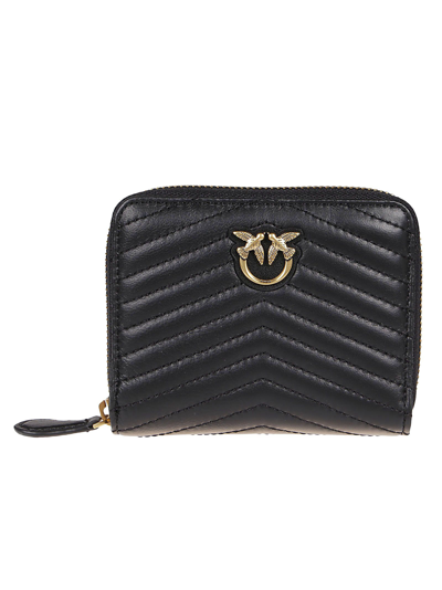Pinko Quilted Matelasse Taylor Zip Around Wallet In Black
