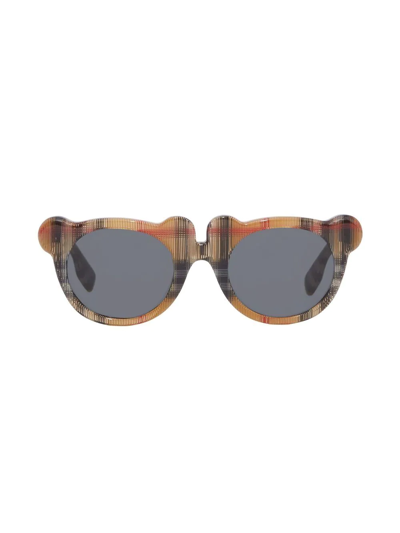 Burberry Teddy Bear-frame Checked Sunglasses In Neutrals
