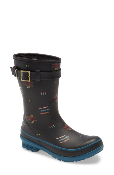 Pendleton Geo Toss Waterproof Short Rain Boot In Black Rubber