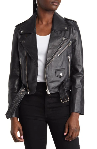 Deadwood + Net Sustain Joan Leather Biker Jacket In Black