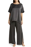 Lunya Washable Mulberry Silk T-shirt Pajamas In Meditative Grey