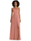 AFTER SIX AFTER SIX ONE-SHOULDER CHIFFON MAXI DRESS WITH SHIRRED FRONT SLIT