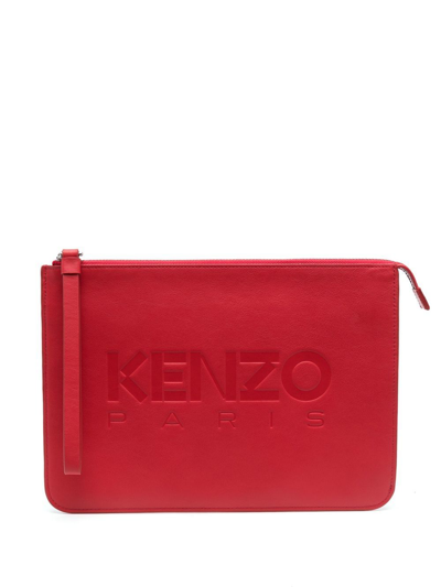 Kenzo Leather Pouch In Red