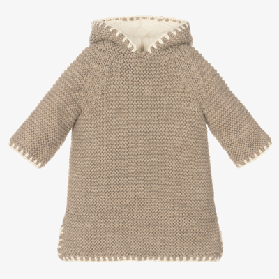 Bonpoint Babies' Hooded Alpaca Wool Knit Top In Grey