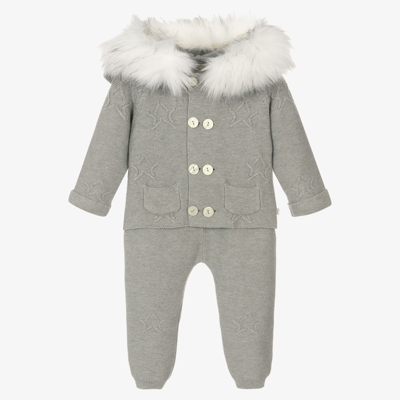 Caramelo Babies' Boys Grey Knitted Trouser Set