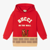 GUCCI BOYS RED COTTON LOGO HOODIE