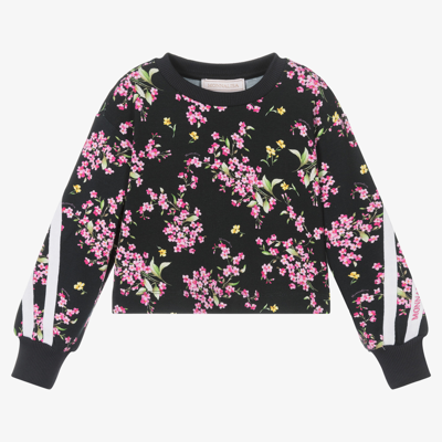 Monnalisa Girls Black Floral Sweatshirt