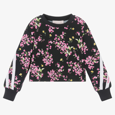 Monnalisa Kids' Girls Black Floral Sweatshirt