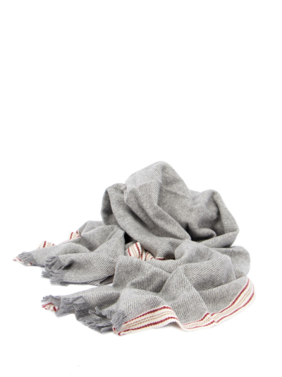 Brunello Cucinelli Cashmere Striped Scarf In Grigio