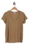 James Perse Deep V-neck T-shirt In British Khaki