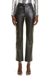 BRANDON MAXWELL FAUX LEATHER STRAIGHT LEG ANKLE PANTS