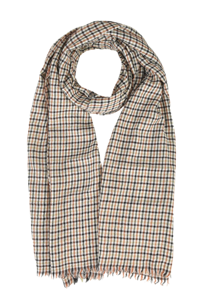 Lovat & Green Checked Print Scarf In Multicoloured