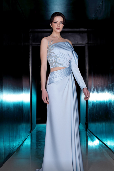 Mnm Couture Illusion Neck Cut-out Gown