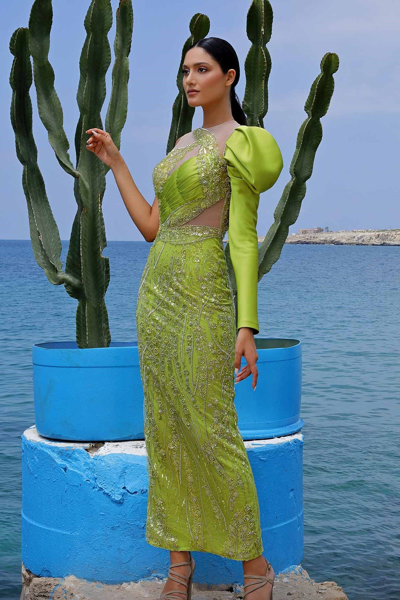 Mnm Couture One Sleeve Column Gown