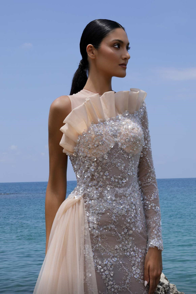Mnm Couture One Sleeve Embellished Gown