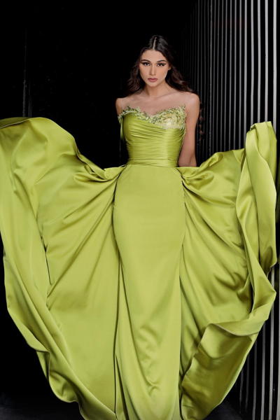 Mnm Couture Strapless Gown With Overskirt