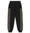 Balmain Glitter-logo Cotton Jersey Sweatpants In Nero/oro